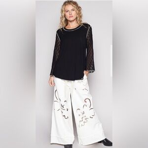 POL Scoop neck, 3/4 length sleeve, relaxed fit top. Size: Various